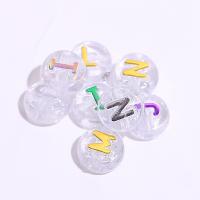 Acrylic Alphabet Beads, Round, injection moulding, DIY & with letter pattern 