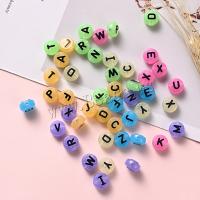 Acrylic Alphabet Beads, Round, painted, DIY & with letter pattern & luminated 