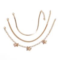 Zinc Alloy Anklet, plated, three pieces & fashion jewelry & butterfly design & for woman 