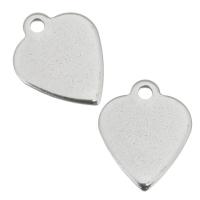 pendentifs de cœur en inox , acier inoxydable, coeur, DIY, couleur originale Environ 1.5mm, Vendu par PC