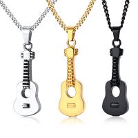 Stainless Steel Jewelry Necklace, Guitar, plated, Unisex .62 Inch 