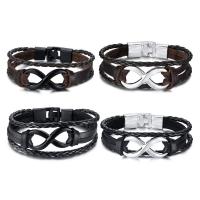 PU Leather Bracelet, with Zinc Alloy, for man .68 Inch 