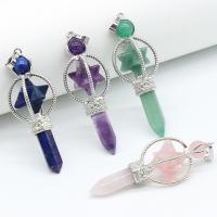 Gemstone Zinc Alloy Pendants, Natural Stone, with Zinc Alloy, Carved 63mm 