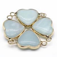 Gemstone Connector, ​Amazonite​, with Zinc Alloy, Heart, mixed colors 