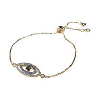 Cubic Zirconia Micro Pave Brass Bracelet, Eye, plated, Adjustable & micro pave cubic zirconia & for woman 225mm 