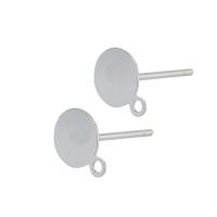 Sterling Silver Earring Stud Component, 925 Sterling Silver, Round, platinum plated, DIY 