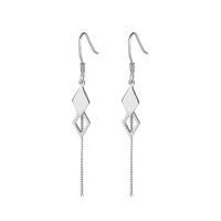 Sterling Silver Drop Earring, 925 Sterling Silver, Rhombus, platinum plated, for woman & hollow 