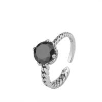 Sterling Silver Finger Ring, 925 Sterling Silver, with Crystal, platinum plated, adjustable & for woman, 9mm, US Ring 
