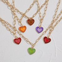 Enamel Zinc Alloy Necklace, with 2.95inch extender chain, Heart, plated, for woman .11 Inch 
