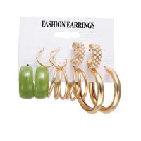 Zinc Alloy Earring Set, with Resin & Plastic Pearl, plated, 5 pieces & for woman 