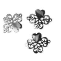 Stainless Steel Charm Connector, Four Leaf Clover 