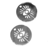 Edelstahl Anhänger, rund, mit Augen-Muster, keine, 15x15x1mm, 10PCs/Tasche, verkauft von Tasche