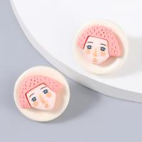 Resin Zinc Alloy Earring, with Resin, fashion jewelry & for woman, pink 