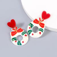 Christmas Earrings, Zinc Alloy, with Resin, Christmas Wreath, Christmas Design & fashion jewelry & for woman 