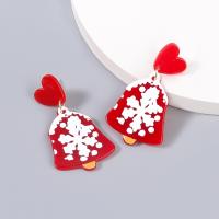Christmas Earrings, Zinc Alloy, with Resin, Christmas Bell, Christmas Design & fashion jewelry & for woman 