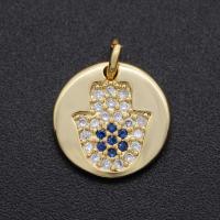 Cubic Zirconia Micro Pave Brass Pendant, Hand, gold color plated, DIY & Unisex & micro pave cubic zirconia, mixed colors 
