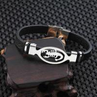 Stainless Steel Bracelet, with Leather, Scorpion, for man .5 cm 
