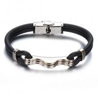 Stainless Steel Bracelet, with Silicone, plated, for man, mixed colors cm 