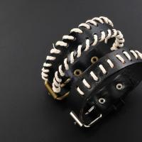 Zinc Alloy Bracelet, with Leather, for man 