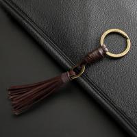 Zinc Alloy Key Clasp, with Leather, Tassel, printing, Unisex, mixed colors cm 