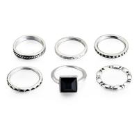 Zinc Alloy Ring Set, finger ring, 6 pieces & Unisex, mixed colors, 16mm 