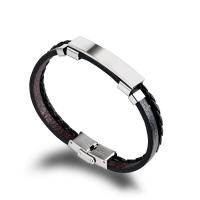Leatheroid Cord Bracelets, Zinc Alloy, with Leather, plated, Double Layer & Adjustable & Unisex, mixed colors, 43mm .5 cm 