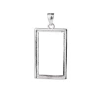 Sterling Silver Pendant Setting, 925 Sterling Silver, Rectangle, platinum plated, DIY 