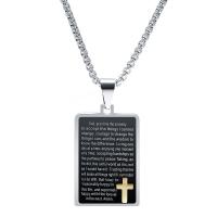 Stainless Steel Jewelry Necklace, Rectangle, plated, with cross pattern & Unisex & box chain Approx 23.6 Inch 