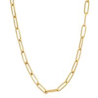 Stainless Steel Chain Necklace, 18K gold plated & oval chain & for woman 
