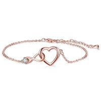 Rhinestone Brass Bracelets, with 1.18inch extender chain, Heart, plated, oval chain & for woman & with rhinestone & hollow Approx 6.3 Inch 