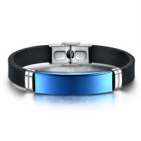 Silicone Stainless Steel Bracelets, with Stainless Steel, plated, fashion jewelry & for man 12mm Approx 8.66 Inch 