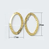 Messing Verknüpfung Ring, flachoval, gehämmert, originale Farbe, 28x17x1mm, 10000PCs/Menge, verkauft von Menge