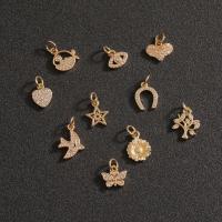 Cubic Zirconia Micro Pave Brass Pendant, gold color plated & micro pave cubic zirconia, 4-5mm 