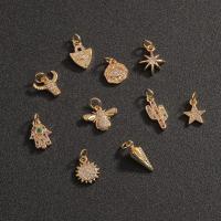 Cubic Zirconia Micro Pave Brass Pendant, gold color plated & micro pave cubic zirconia, 5-6mm 