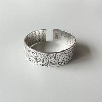 Brass Cuff Bangle, silver color plated, Adjustable & Buddhist jewelry & for woman 