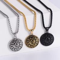 304 Stainless Steel Necklace, Round, anoint, fashion jewelry & sun and moon & Unisex .62 Inch 