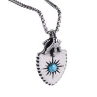 316 Stainless Steel Necklace, with turquoise, fashion jewelry & for man, original color .62 Inch 