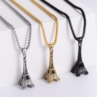 Stainless Steel Jewelry Necklace, 304 Stainless Steel, Eiffel Tower, fashion jewelry & Unisex .62 Inch 