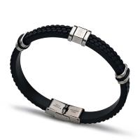 Stainless Steel Bracelet, with Silicone, plated, Adjustable & for man, mixed colors cm 