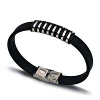 Men Bracelet, Stainless Steel, with Silicone, plated, Adjustable & for man, mixed colors .5 cm 