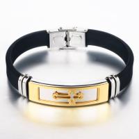 Men Bracelet, Stainless Steel, with Silicone, Cross, for man, mixed colors .5 cm 