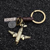 Zinc Alloy Key Clasp, with Leather, Airplane, plated, Unisex, mixed colors, 115mmuff0c55mmuff0c33mm 