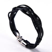 Leatheroid Cord Bracelets, Zinc Alloy, with Leather, plated, multilayer & Unisex, mixed colors 