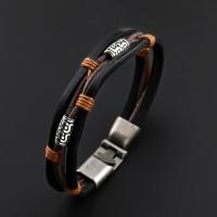 PU Leather Cord Bracelets, Zinc Alloy, with PU Leather, three layers & for couple cm 