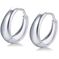 Brass Hoop Earring, plated, for woman, silver color 