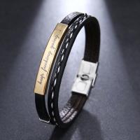 Leatheroid Cord Bracelets, Brass, with Leather, Double Layer & Unisex cm 