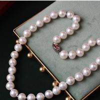 Collier de perles d'eau douce naturelles, perle d'eau douce cultivée, Rond, pour femme, blanc, 11mm cm, Vendu par brin