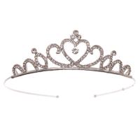 Bridal Tiaras, Zinc Alloy, Crown, plated, for woman & with rhinestone, silver color 