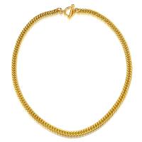 Titanium Steel Chain Necklace, 14K gold plated, fashion jewelry & twist oval chain & for woman, 7mm Approx 17.7 Inch 