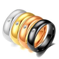 Нержавеющая сталь Rhinestone палец кольцо, нержавеющая сталь, Другое покрытие, разный размер для выбора & Женский & со стразами, Много цветов для выбора, 5mm, размер:5-13, продается PC